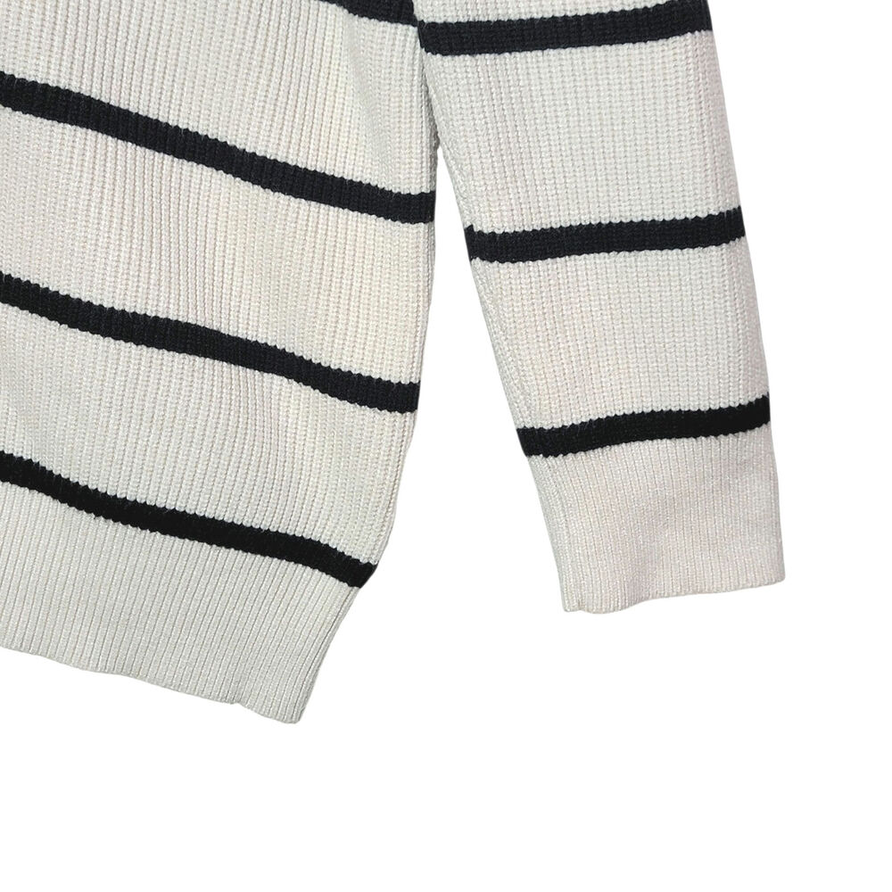 Lillusory Black & Cream Stripe Cardigan Sweater Button Down Relaxed Loose Fit S - Picture 4 of 14